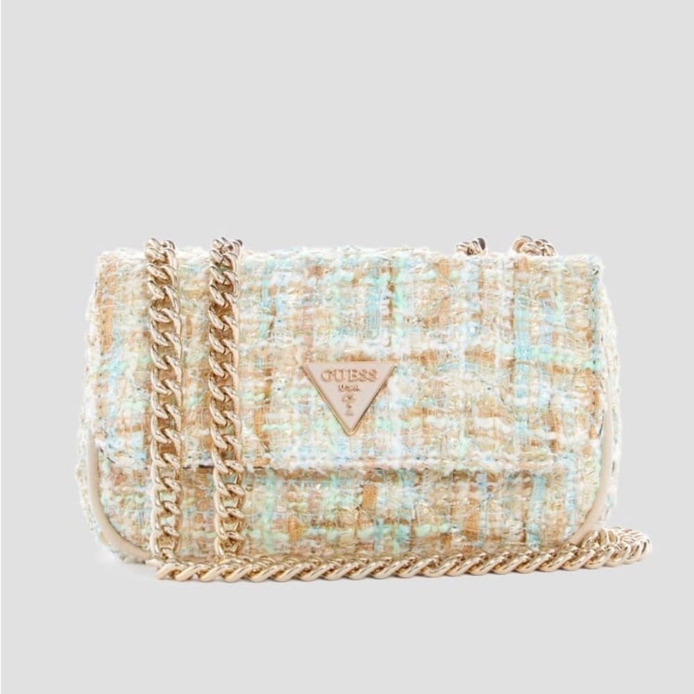 New GUESS Spark Quilted Tweed Micro Mini Bag